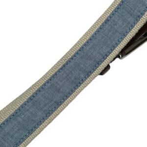KKG Belt Men 40 Blue Cream Canvas Synthetic Leather Handcrafted Neutral Classic
